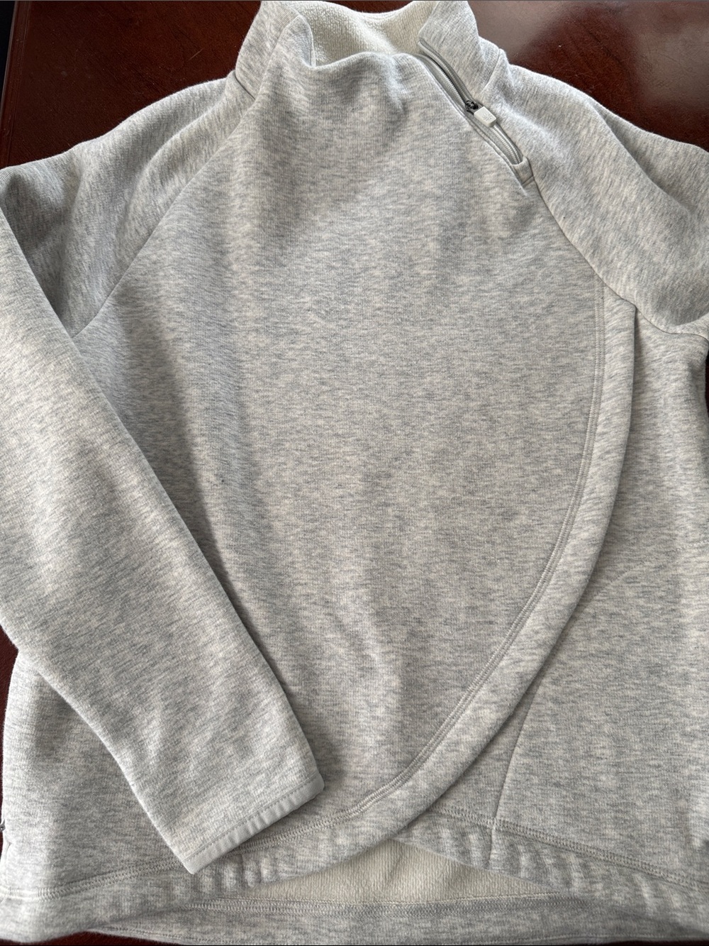 Women’s Light Gray Quarter-Zip Wrap Sweater